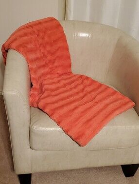Coral Faux Fur Textured Throw Blanket 69"x55"